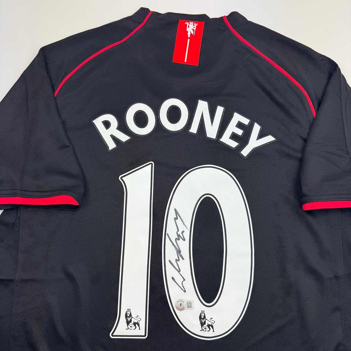 Framed Autographed/Signed Wayne Rooney 35x39 Manchester U Black Jersey BAS COA