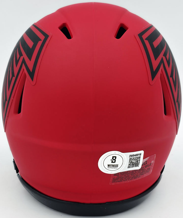 Michael Vick Signed Atlanta Falcons Rave Red Speed Mini Helmet Beckett Wit