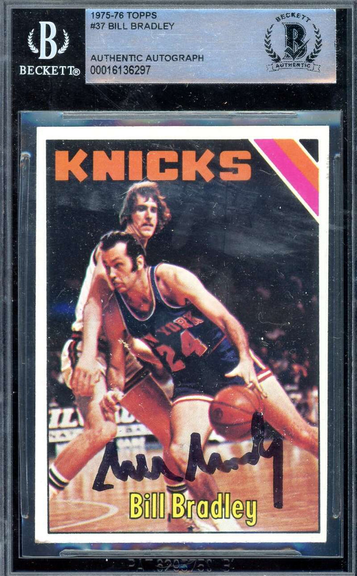 Bill Bradley Beckett BAS Signed 1975-76 Topps Autograph