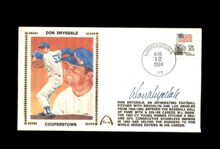 Don Drysdale PSA DNA Signed FDC 1984 First Day Cover Cache Cooperstown Autograph