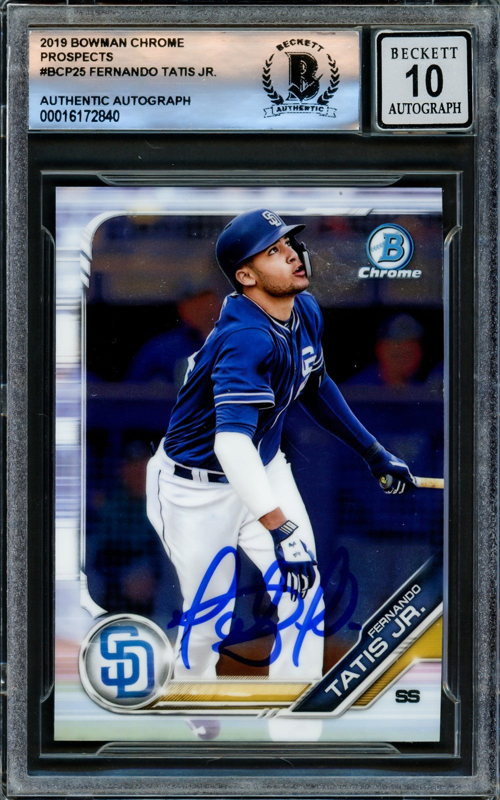Fernando Tatis Jr. Signed 2019 Bowman Chrome Prospects RC #BCP25 San Diego