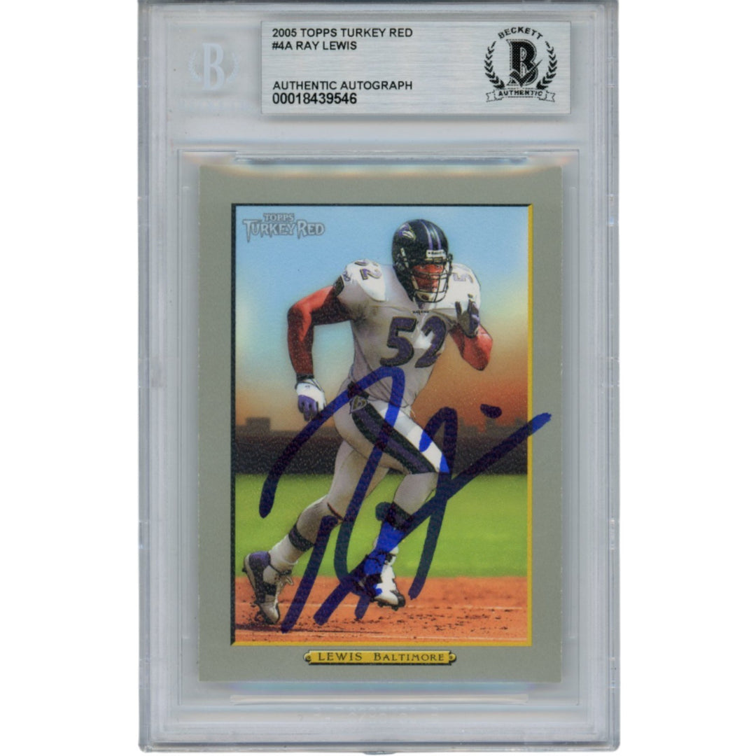 Ray Lewis Autographed 2006 Topps Turkey Red #4 Trading Card Slab Beckett 53509