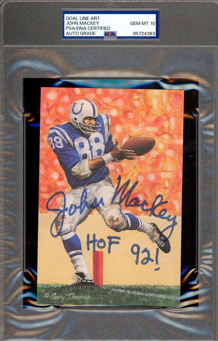 John Mackey Gem Mint 10 PSA DNA Coa Signed Goal Line Art Card GLAC Autograph HOF