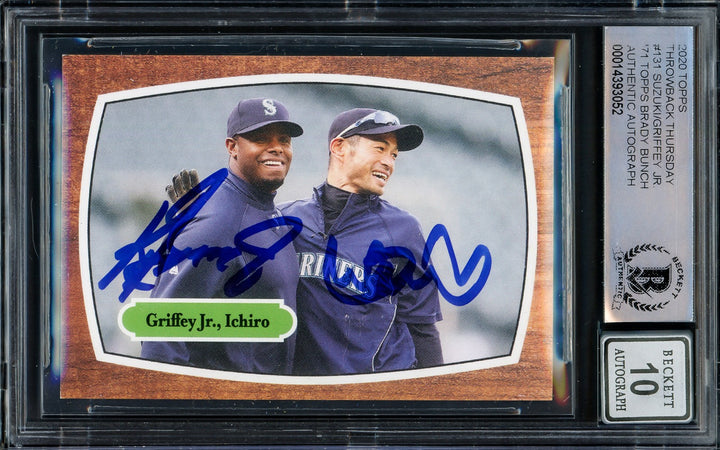 Ken Griffey Jr. Ichiro Suzuki Auto 2020 Topps Throwback Thursday Card 131 Sig 10