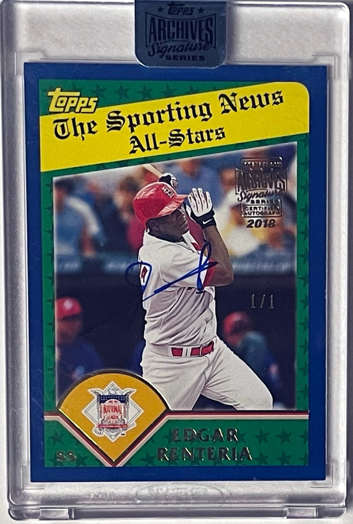Edgar Renteria signed 2018 Topps Archives Signature Series On Card Auto #711-1/1