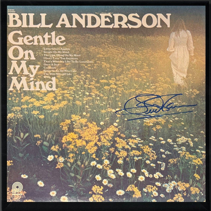 Bill Anderson signed 1968 Gentle on My Mind Album Cover/Vinyl Record Framed- JSA