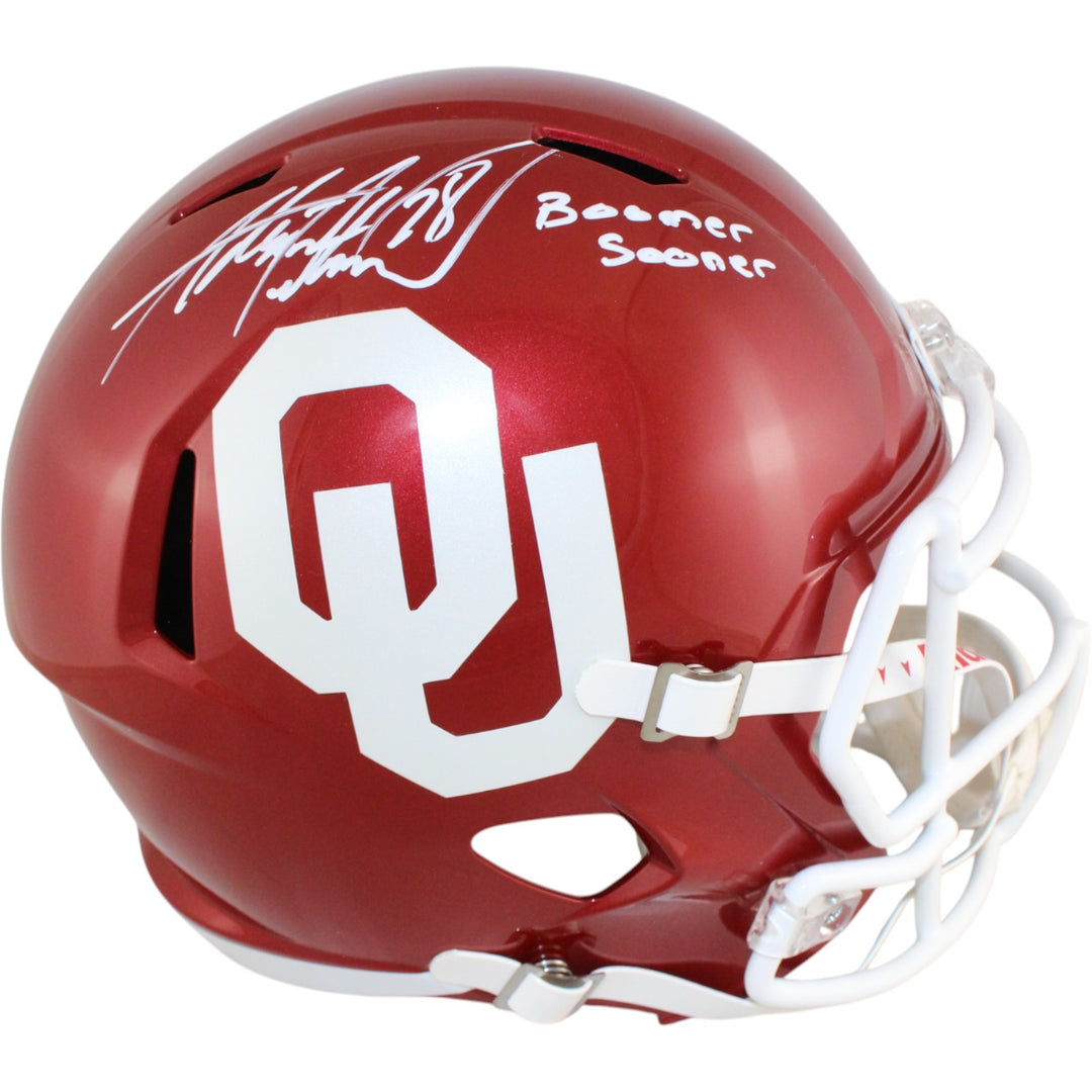 Adrian Peterson Signed Oklahoma Sooners F/S Helmet Boomer Sooner Beckett 51801