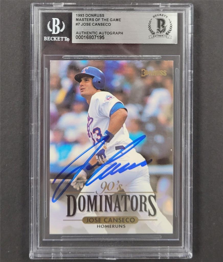 Jose Canseco signed 1993 Donruss Masters of the Game #7 card auto ~ Beckett BAS
