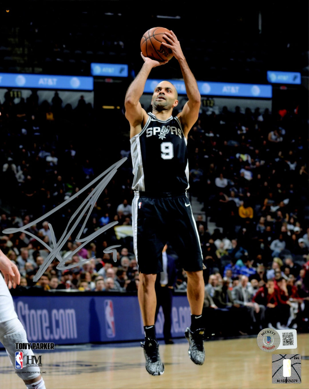 Tony Parker Signed 8x10 Photo San Antonio Spurs Beckett BAS Witness