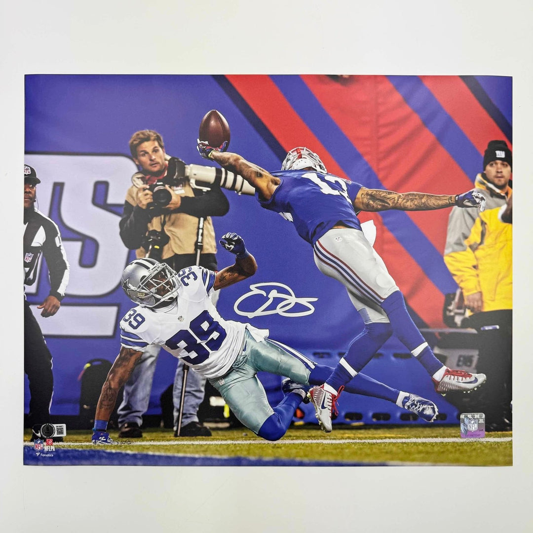 Autographed/Signed Odell Beckham Jr The Catch NY Giants 16x20 Photo BAS COA