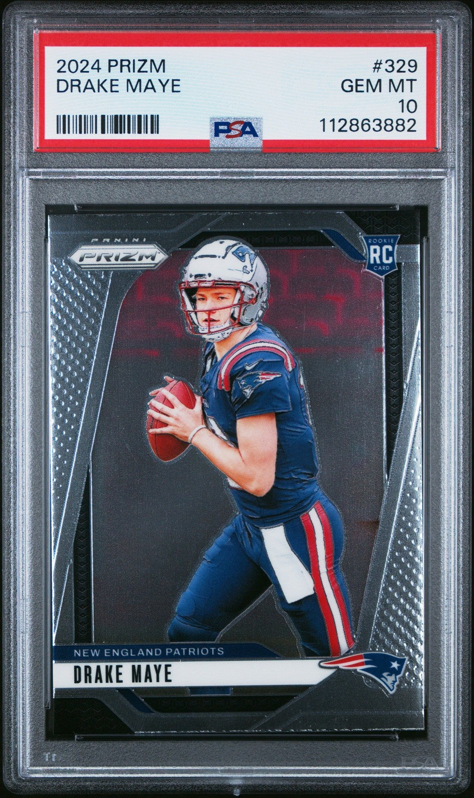 Graded 2024 Panini Prizm Drake Maye #329 Rookie RC Card PSA 10 Gem Mint