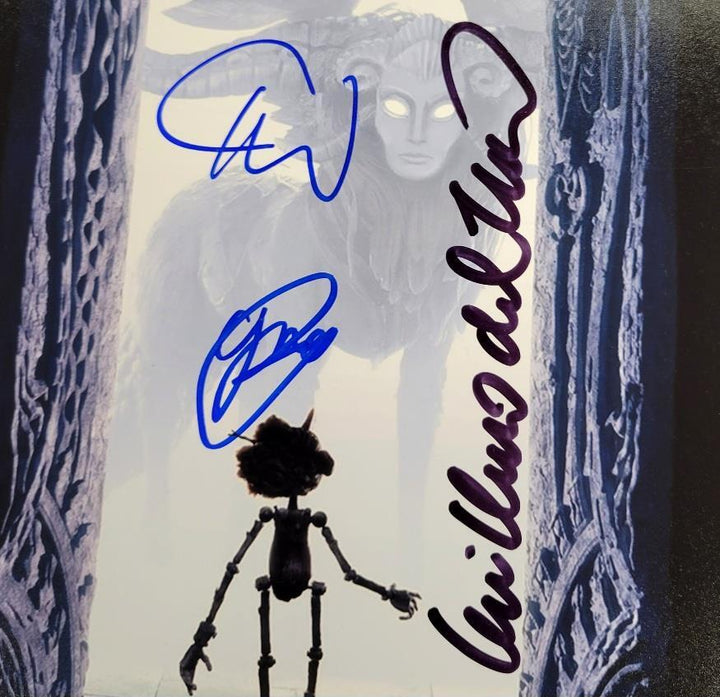Guillermo Del Toro + Waltz + Mann signed Pinocchio 11x17 photo autograph BAS