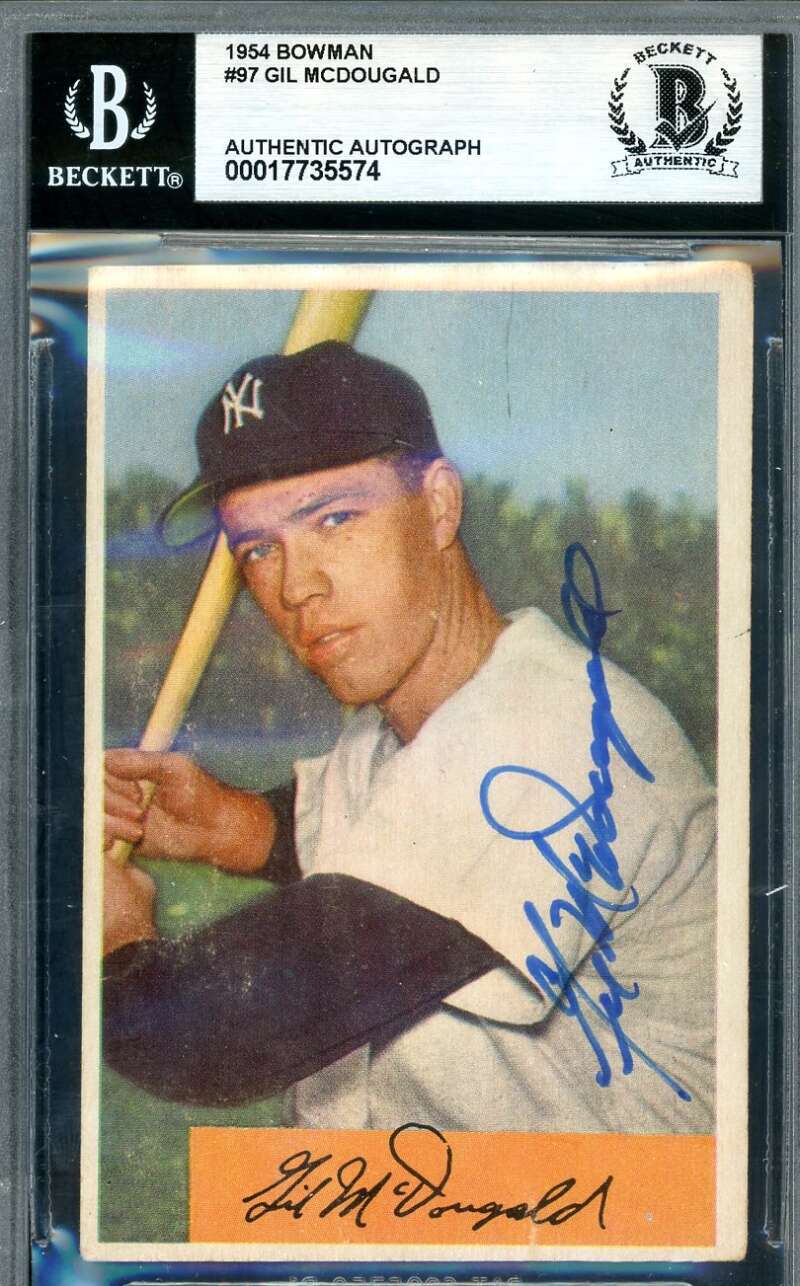 Gil McDougald Beckett BAS Signed 1954 Bowman Autographed