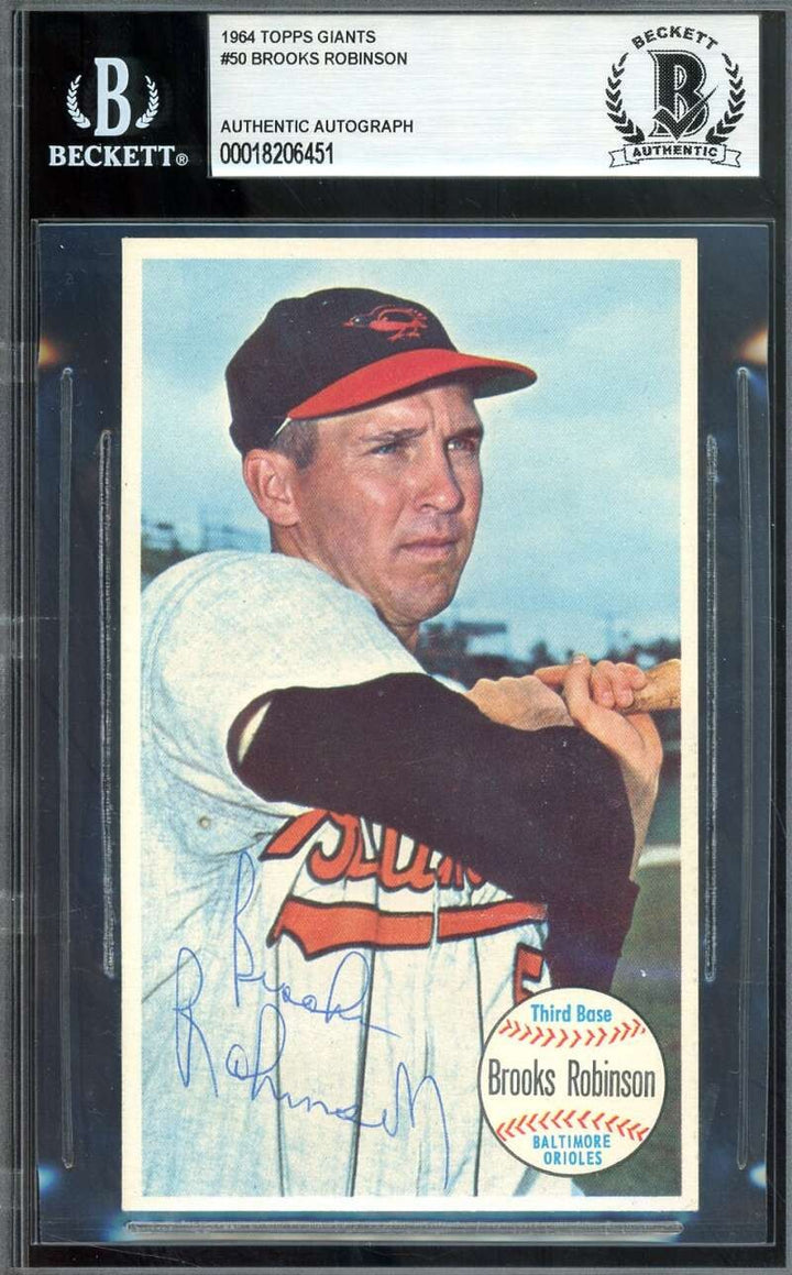 Brooks Robinson Beckett BAS Vintage Signed 1964 Topps Giants Autograph