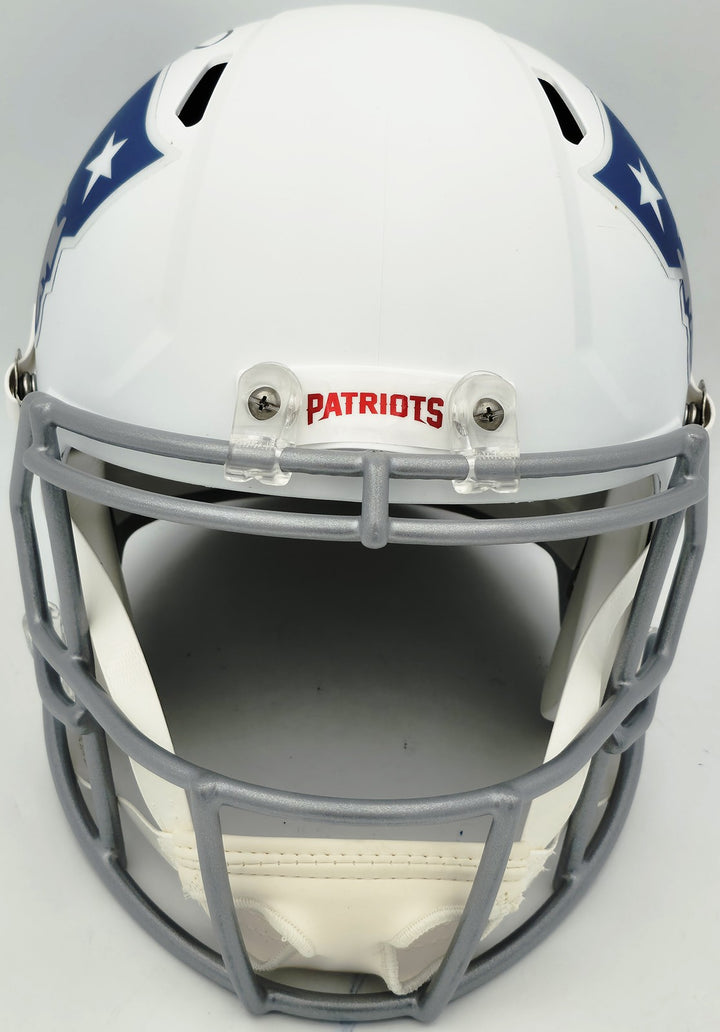 Mike Vrabel Signed Patriots White Rivalries Full Size Helmet JSA Witness