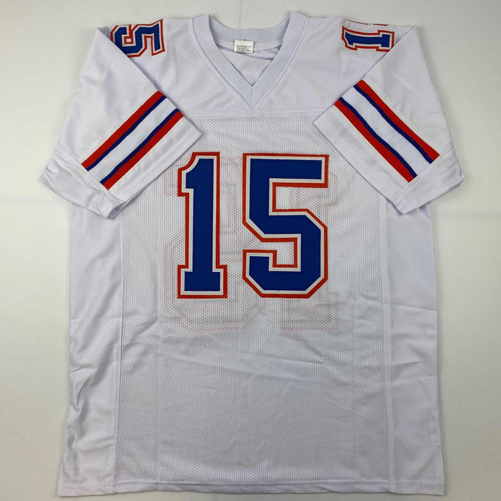 Facsimile Autographed Tim Tebow Florida White Auto College Jersey Size Men's XL