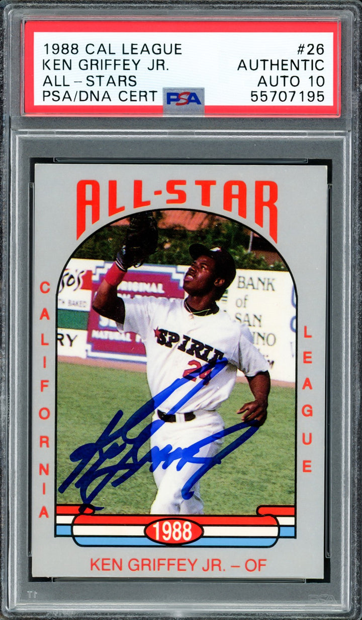Ken Griffey Jr Auto 1988 Cal League All Stars San Bernardino RC 26 Sig 10 PSADNA