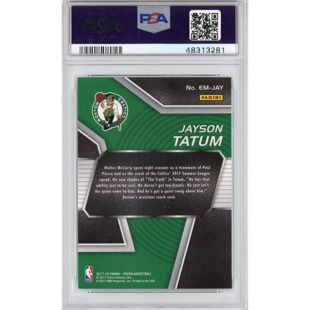 Graded 2017-18 Panini Prizm JAYSON TATUM #EMJAY Emergent Rookie RC Card PSA 10