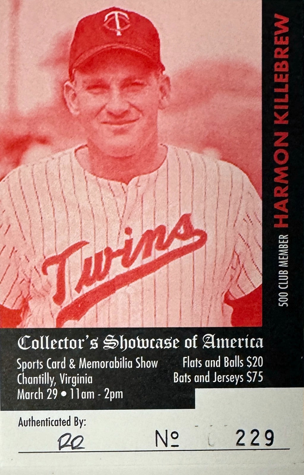 Harmon Killebrew signed Washington Senators MLB 8x10 Photo minor dings - COA HOF