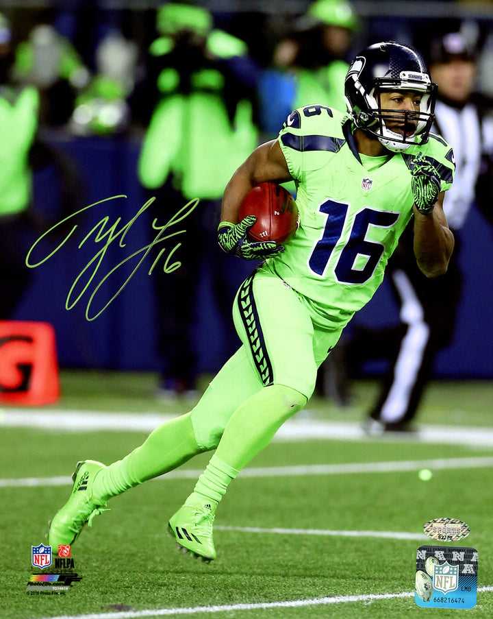 Tyler Lockett Signed Framed 8x10 Photo Seahawks Color Rush Green MCS Holo