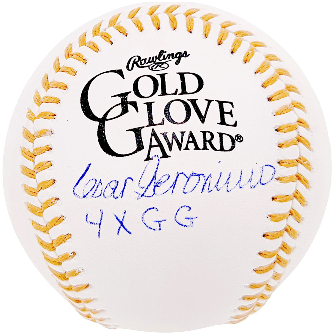 Cesar Geronimo Signed Official Gold Glove MLB Baseball Reds "4x GG" Beckett Wit