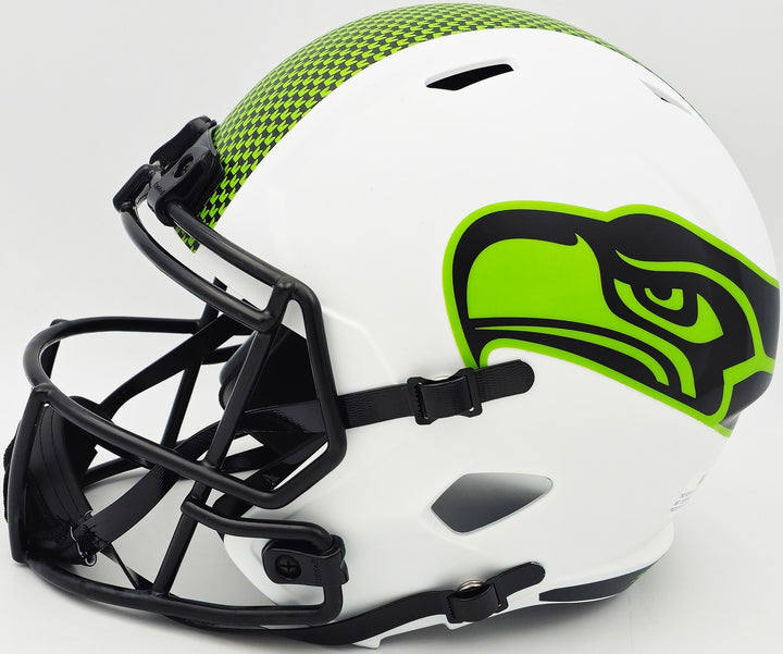 Tyler Lockett Auto Seahawks Lunar Eclipse White Full Size Speed Rep Helmet