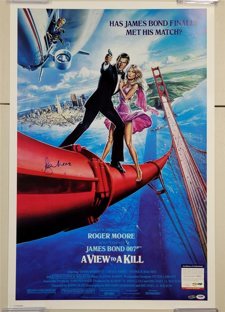 Roger Moore Signed 24x36 A View to a Kill Movie Poster autograph (C) ~ PSA