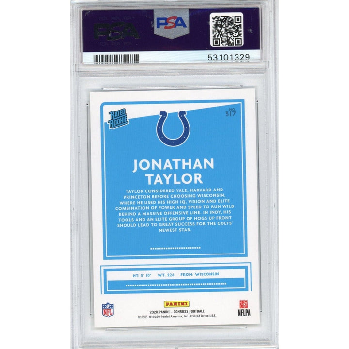 Graded 2020 Panini Donruss Jonathan Taylor #317 Rated Rookie Card PSA 10