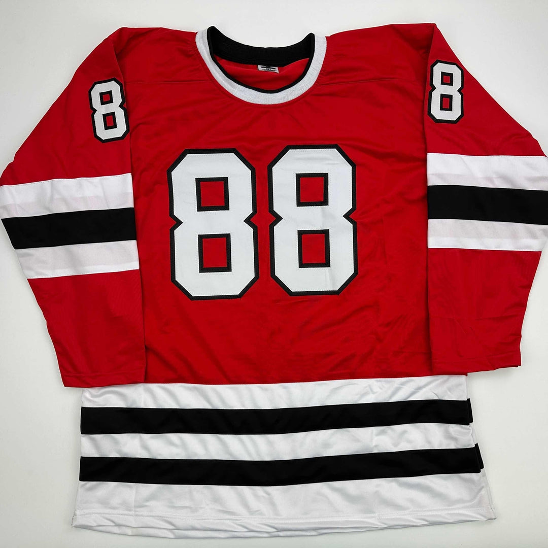 Facsimile Autographed Patrick Kane Chicago Red Reprint Jersey Size Men's XL