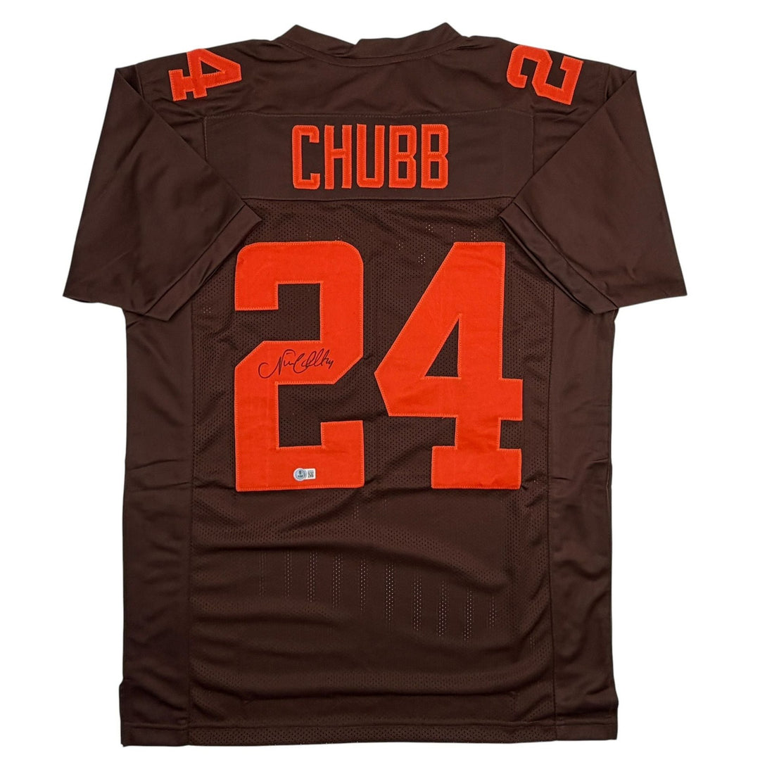 Autographed/Signed Nick Chubb Cleveland Color Rush Jersey Beckett BAS COA