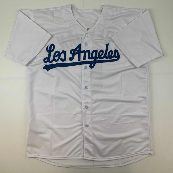 Facsimile Autographed Freddie Freeman Los Angeles White Reprint Auto Jersey XL