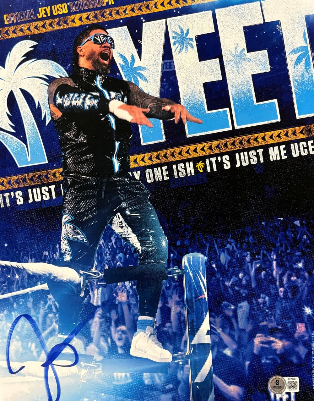 Jey Uso Signed 11x14 WWE Yeet Collage Photo BAS