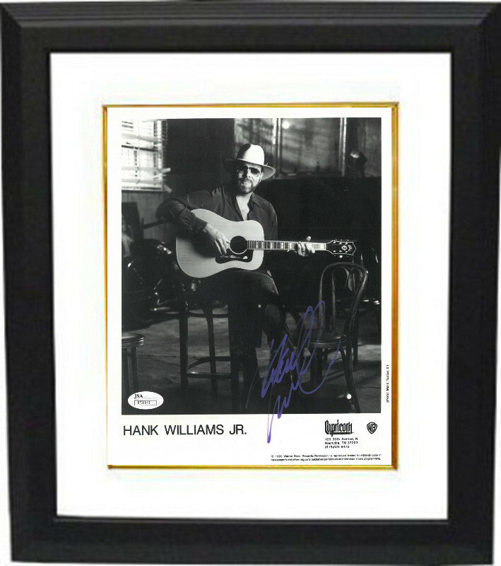 Hank Williams, Jr. signed Warner Bros/Capricorn Records 8X10 Photo Framed- JSA