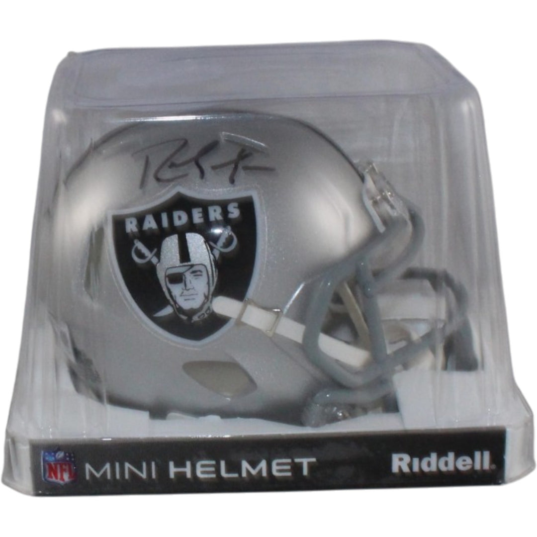 Randy Moss Autographed/Signed Oakland Raiders Mini Helmet Beckett Witness 57966