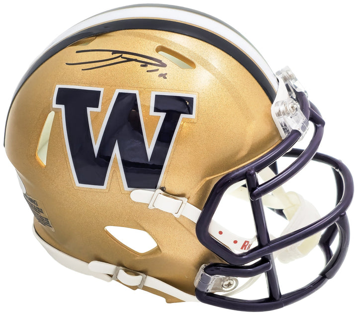 Ja'Lynn Polk Auto Signed Washington Huskies Gold Speed Mini Helmet MCS Holo