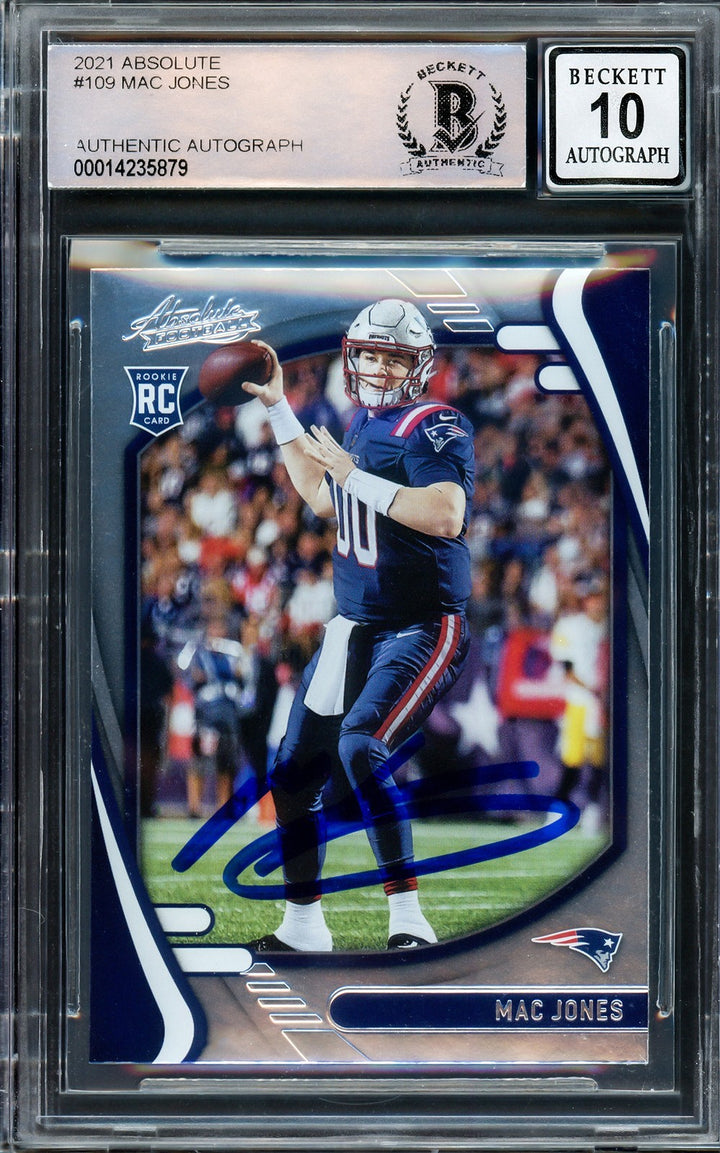 Mac Jones Signed 2021 Panini Absolute RC 109 Patriots Auto GM 10 Beckett