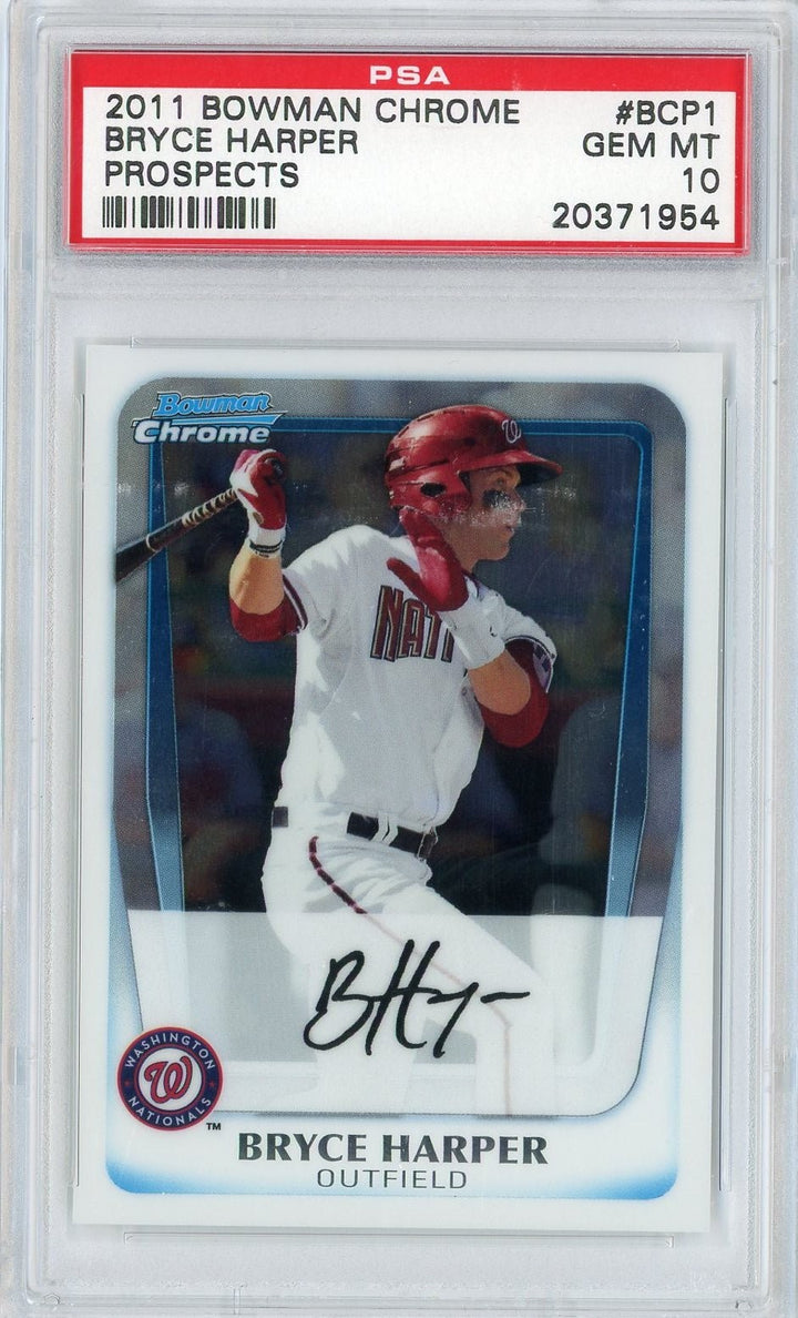 Graded 2011 Bowman Chrome Prospects Bryce Harper #BCP1 Rookie Card PSA 10