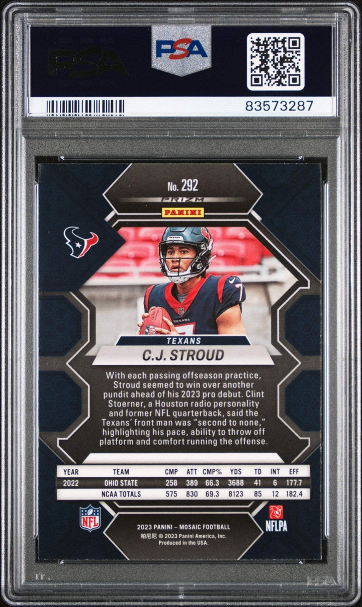Graded 2023 Panini Mosaic C.J. Stroud #292 Rookie RC Football Card PSA 10 Gem