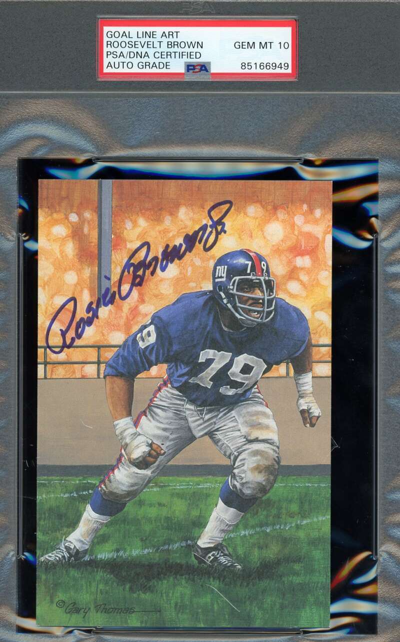 Roosevelt Brown Gem Mint 10 PSA DNA Signed Goal Line Art Card GLAC Autographed