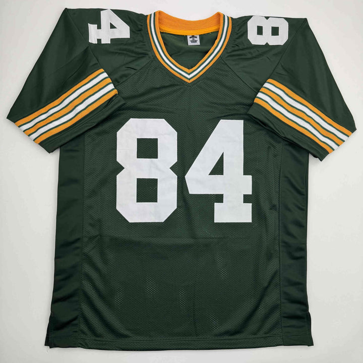 Autographed/Signed Sterling Sharpe Green Bay Green Football Jersey Beckett COA