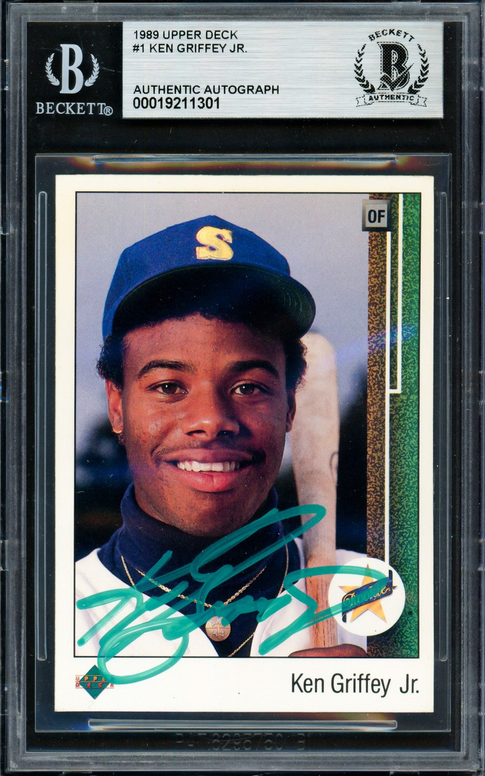 Ken Griffey Jr. Signed 1989 Upper Deck Rookie Card #1 Seattle Mariners Beckett