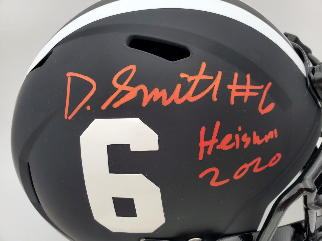 Devonta Smith Auto Alabama Tide Eclipse Black FS Rep Helmet Heisman 2020 BAS