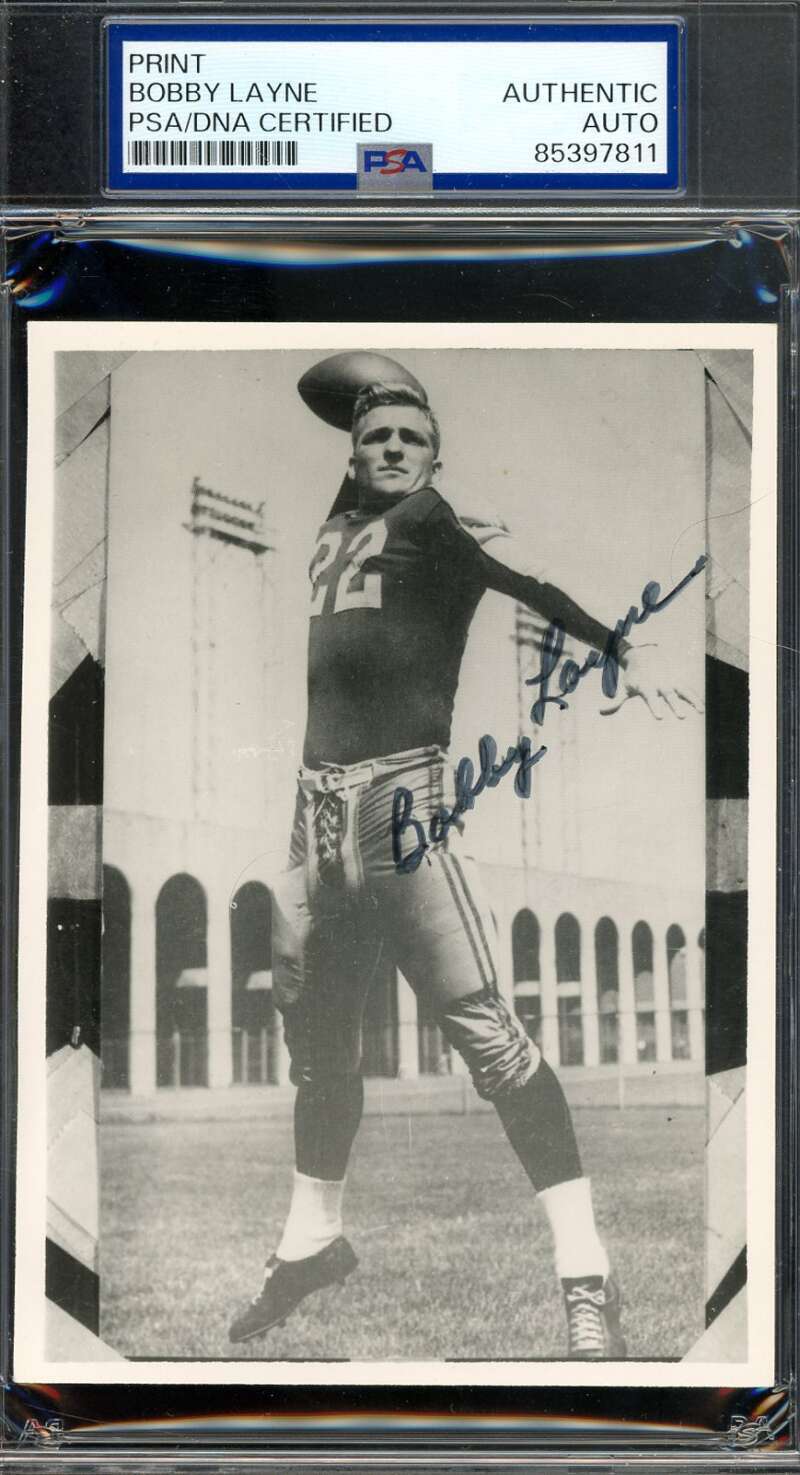 Bobby Layne PSA DNA Coa Signed 4x5 Photo Autograph