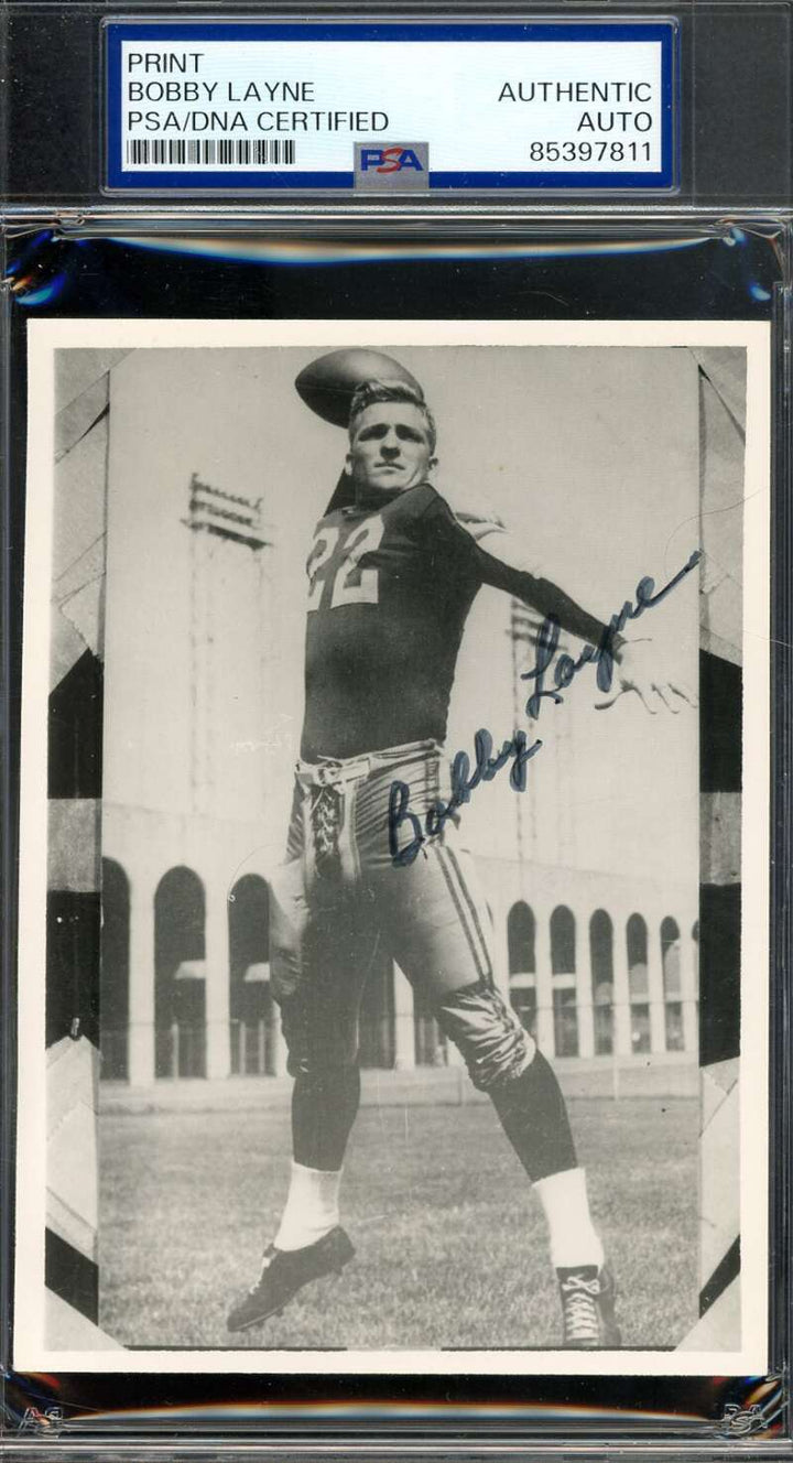Bobby Layne PSA DNA Coa Signed 4x5 Photo Autograph