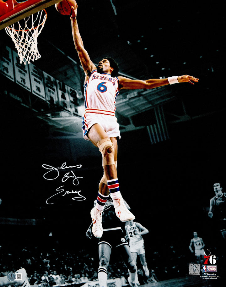 Julius "Dr. J" Erving Signed 16x20 Photo Philadelphia 76ers Beckett BAS Witness