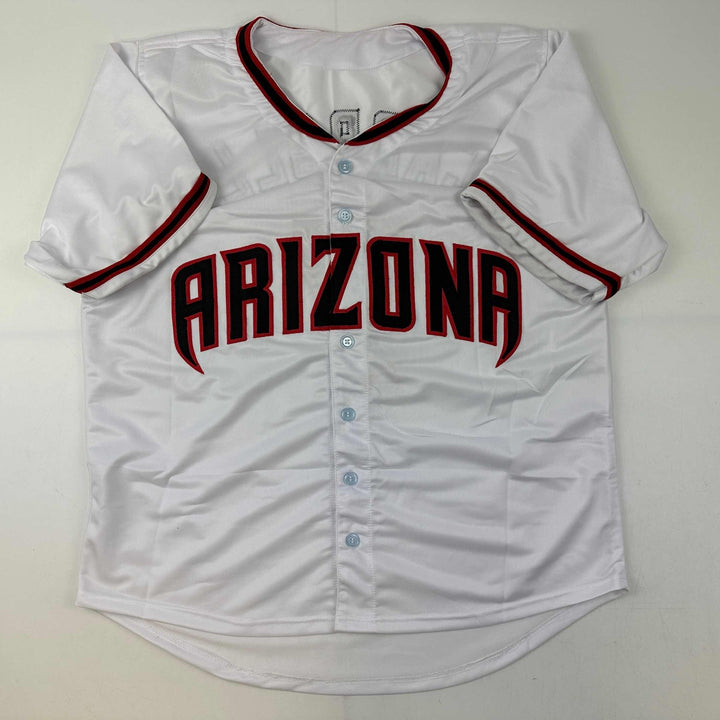 Facsimile Autographed Corbin Carroll Arizona White Reprint Jersey Size Men's XL