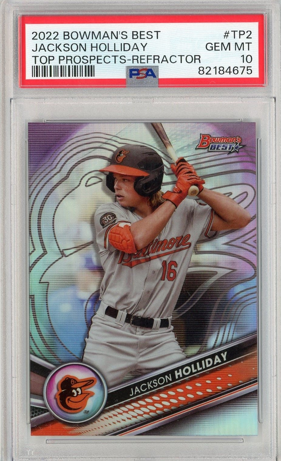 Graded 2022 Bowmans Best Jackson Holliday #TP2 Refractor Rookie Card PSA 10