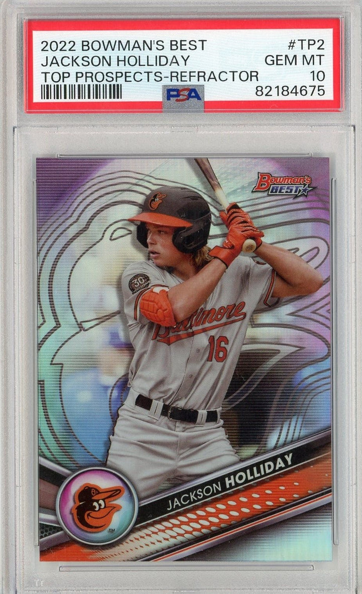 Graded 2022 Bowmans Best Jackson Holliday #TP2 Refractor Rookie Card PSA 10