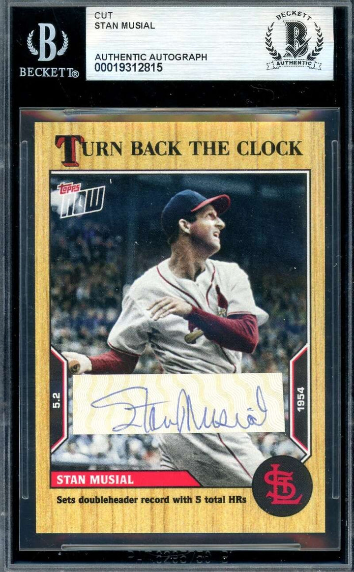 Stan Musial Beckett BAS Signed 2022 Topps Turn Back The Clock Cut Autograph