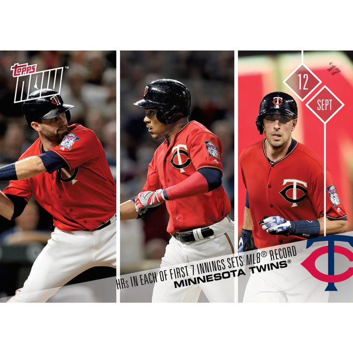 MINNESOTA TWINS HOMERS IN EACH OF 1st 7 INNINGS SETS RECORD TOPPS NOW CARD #598
